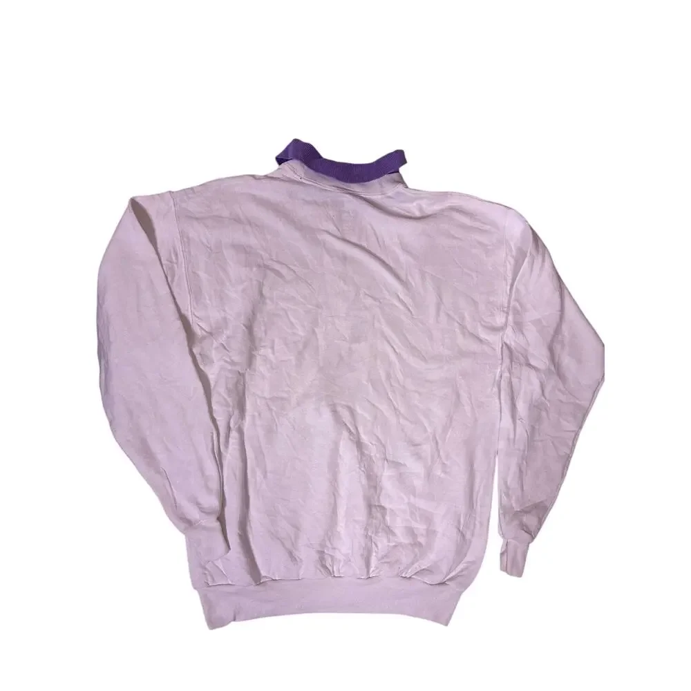 Vintage Cotton Hummingbird Floral Collared Quarter Zip M Knit Grandma Cottagcore - Picture 4 of 6